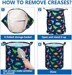 Collapsible Kids Laundry Basket Clothes Hamper, Foldable Storage Organizer Bin, Toy Clothes Storage with Handles for Boys Girls Bedroom, Room Decor Dinosaur - Image 2