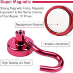 DIYMAG Magnetic Hooks 20pcs 30lbs Cruise Essentials 2026 Magnet Hook Red - Image 2