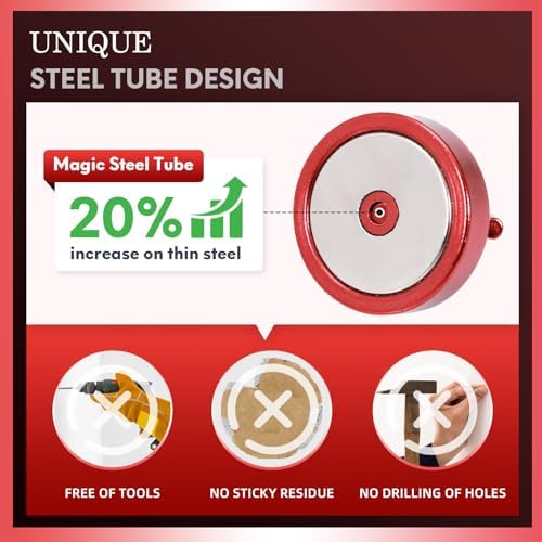 Neosmuk Magnetic Hooks Steel Tube Design for Cruise,100lb+ Red,10 Pack - Image 3