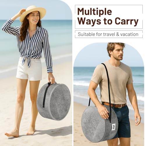 SLEEPING LAMB Cowboy Hat Box for Travel and Storage, Collapsible Cap Organizer Case with Handles & Shoulder Strap for Men Carry Cap Bag, Soft and Large Hat Box for Women Storage for Closet, Grey - Image 5