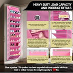 Kotkn 10 Tier Over The Door Organizer - Heavy Duty Hanging Storage Rack with Sturdy Oxford Fabric, Holds 20+ Pairs of Footwear, Boots & Sneakers, Saves 50% Closet Space! (Pink) - Image 3