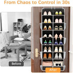 Yecaye 16-24 Pairs Over the Door Shoe Organizer, Large Capacity Hanging Shoe Rack for Door Hanger with Deep Pockets, 8 Tier Shoe Holder for Sneakers Boots Heels College Dorm Essentials, Black - Image 3