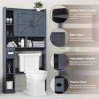 Vabches Over The Toilet Storage Cabinet with 2 Barn Doors, Blue - Image 3