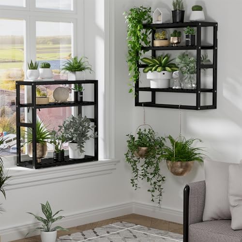 PPN Towel Rack Bathroom Storage Shelves Over The Toilet with Towel Bar 100% Bamboo Adjustable Height Floating Shelf Wall Shower Shelf for Small Space Bathroom Kitchen Multi Usage (Black-2Pack) - Image 4