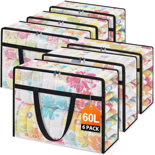 6 Packs 60L Clear Under Bed Storage Containers, Large Clothes Storage Bags by Unknown