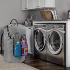 Laundry Bag with Shoulder Straps and Mesh Pocket Laundry Backpack Large Portable Laundry Hamper for College Laundromat Apartment (Gray) - Image 6