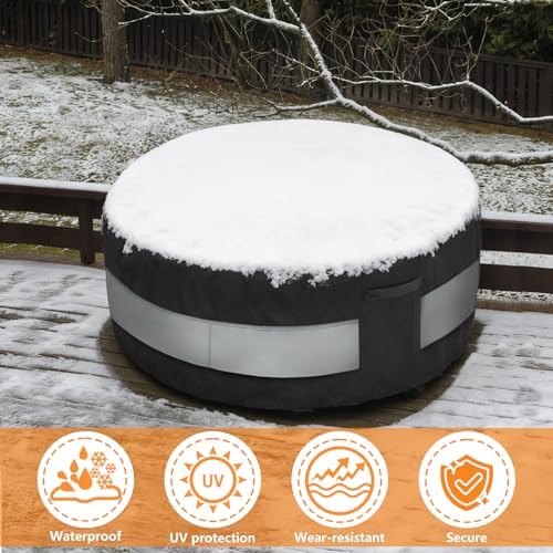 Round Patio Furniture Cover Black Grey Waterproof Up to 10000pa for 36 x 28 Inch Outdoor Round Dinner Table Covers - Image 7