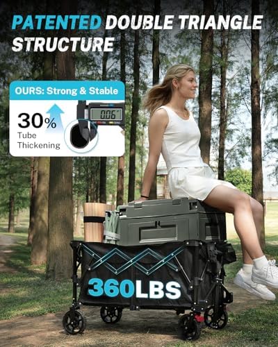 Gonex 38" L Collapsible Wagon Cart Foldable, 220L Folding Utility Cart - Image 4