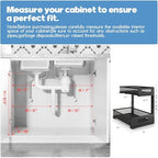 1 Pack 17IN Depth Under Sink Storage Organizer, Large 2-Tier Elegant Mesh Pull Out Shelf for Kitchen and Bathroom Cabinet Organization, L-Shaped and Adjustable Height Design-Black - Image 2