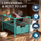 Simple Houseware Stackable Under Sink Sliding Basket Drawer, Turquoise - Image 5