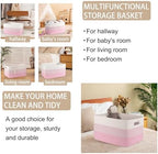 OIAHOMY Blanket Basket Laundry Basket Dog Toy Basket 75L Pink/White - Image 4