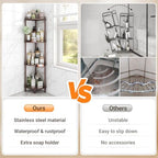 ELYKEN Corner Shower Caddy Standing, 4 Tier Metal Shower Organizer, Bronze - Image 7