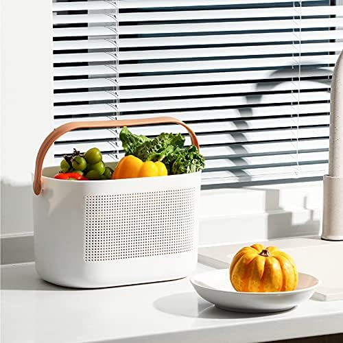 Plastic Portable Shower Caddy Basket, Storage Organizer with Handle, Yellow - Image 2