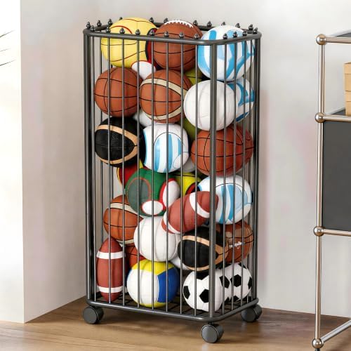 Garage Ball Storage Rack, Metal Sports Equipment Organizer, Black by Unknown