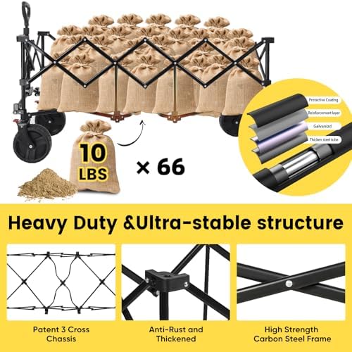 Sekey 300L Extended Collapsible Wagon, 660 lb Capacity, 48 in Long - Image 5
