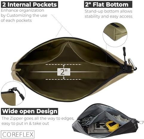 COREFLEX Premium Tool Pouch Zipper Bag, Small Tool Bag, Multipurpose Storage pouch, Heavy duty Flat Bottom Tool bag with YKK Zipper (3 pack Large 12inch) - Image 3