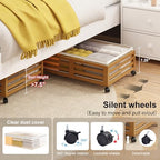 Under Bed Storage with Wheels, 2 Pack Bamboo Drawers for Shoes and Clothes - Image 3