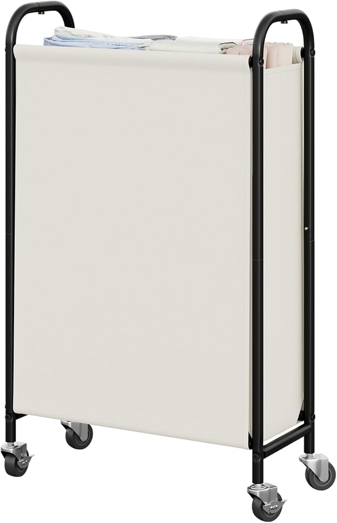 GRANNY SAYS Laundry Hamper, Slim Basket with Wheels and Handles, Beige, 80L by GRANNYSAYS