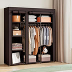 SORCEDAS Portable Closet Wardrobe with Hanging Rods Shelves Clothes Storage - Image 2