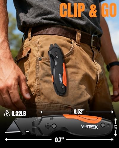 4-in-1 Multitool Folding Utility Knife Box Cutter, Pocket Knives with Belt Clip, Quick-Change Razor Knife with Blade Storage, Navajas para Trabajo,Fathers Day Dad Gifts, Extra 10 SK5 Blades - Image 5