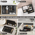 Bamboo Kitchen Drawer Organizer, 2-Pack, 9" x 6" x 2.5", Black - Image 5