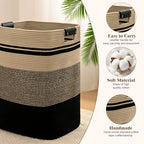 Laundry Hamper, 85L Tall Laundry Basket with Leather Handles, Rectangle Large Clothes Hamper for Organizing, Cotton Woven Laundry Baskets Storage Hampers for Bedroom, Nursery, Living Room - Image 5