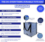 DURASACK Heavy Duty Storage Tote Bag 22-Gallon, Gingham Multi, Pack of 4 - Image 3
