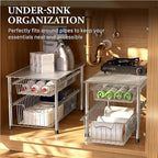 Simple Houseware Stackable 2 Tier Sliding Basket Organizer Drawer, Chrome - Image 6