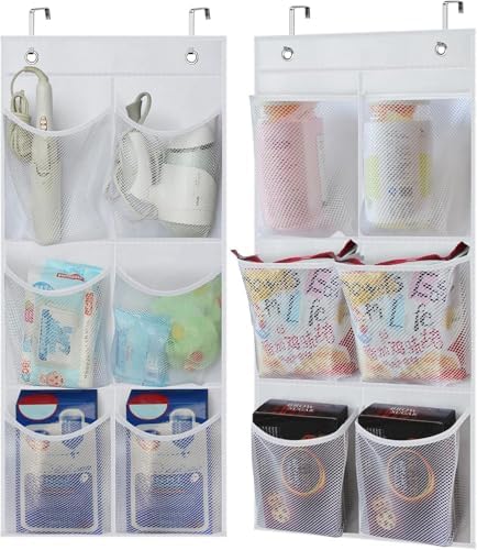 KIMBORA 2 Packs Narrow Over the Door/Wall Shoe Organizer Cruise, Small Hanging Shoe Rack for Closet with Clear Mesh Pocket for Bathroom, RV, Pantry, Camping (White) by KIMBORA