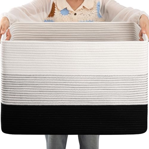 OIAHOMY Blanket Basket Laundry Basket Dog Toy Basket 108L Gradient Black by MasterofSpaceOptimization