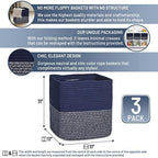 NaturalCozy Storage Cubes 11 Inch Cotton Rope Woven Baskets for Organizing, 3-Pack | Cube Storage Bin | Square Storage Baskets for Shelves Organizer, Classroom, Kids Toy Bins, Closet, Baby Nursery - Image 2