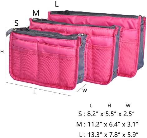 Vercord Purse Organizer Insert for Handbags Bag Organizers Inside Tote Pocketbook Women Nurse Nylon 13 Pockets Rose Medium - Image 3