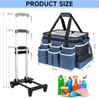 Large Rolling Cleaning Caddy Bag with Detachable Trolley,Cleaning Cart on Wheels with Shoulder Strap,Cleaning Supplies Organizer for Housekeepers,Blue - Image 5