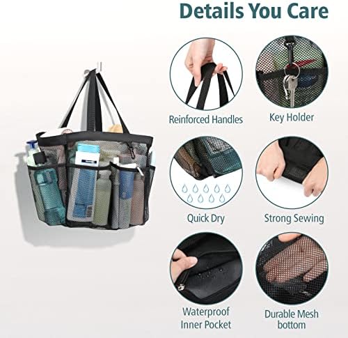 Mesh Shower Caddy Portable - 8 Pockets Extra Large Shower Bag for Dorm - Image 5