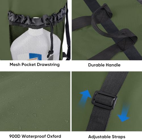 BALEINE 120L Laundry Bag Backpack, 900D Oxford Fabric Large Travel Laundry Bags with Shoulder Straps and 2 Mesh Pockets for College Dorm, Apartment, Laundromat (Green, 120L) - Image 5