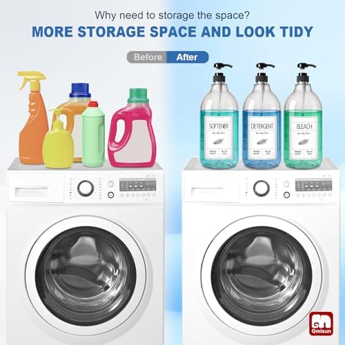 GMISUN Laundry Detergent Soap Dispenser, Plastic Liquid Laundry Detergent Dispenser, Container for Farmhouse Laundry Room Decor, Organizer for Liquid SoftenerBleach Heavy Duty Plastic Bottle(3 Pack) - Image 6