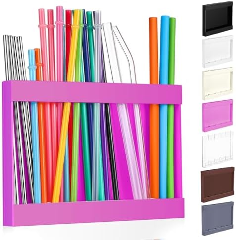 Qinyoung Acrylic Straw Holder for Cabinet Door,Classic,Large,Hot Pink by Qinyoung