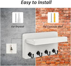 Nekon Key Holder Wall Mount, 8.5 Inch Small Wooden Wall Organizer, White - Image 7