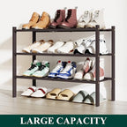 Smiry Bamboo Shoe Rack, 12 Vertical Slats, 3 Tier - 26.8" Wide, Brown - Image 5