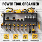 Heavy Duty Power Tool Organizer Wall Mount, Metal Tool Storage Rack Loads 320lbs, 8 Cordless Drill Holder 3 Layer for Garage, Workshop, Tool Room, Gift for Men - Image 2