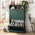 24" W Hidden Shoe Storage Cabinet with 2 Flip Drawers & Open Storage by WINWY