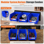 12pc Wall-Mounted Storage Organizer Set with Metal Rails Blue - Image 4