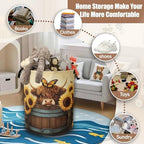 Highland Cow Laundry Hamper,Sunflower Butterflies Collapsible Laundry Baskets Waterproof Oxford Cloth With Handles,Clothes Storage Bucket Toy Organizer For Bathroom/Nursery/Bedroom 16" x 20.8" - Image 3