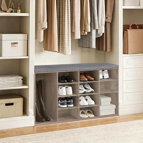 DINZI LVJ Shoe Storage Bench with Cushion, 16-Cubby Shoe Rack with Seat - Image 5