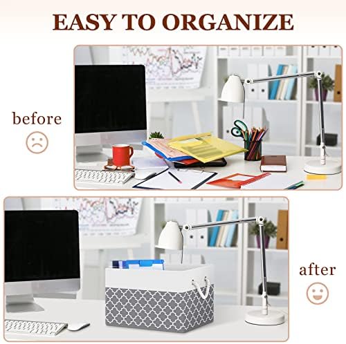 Fab totes Storage Bins 8-Pack, Foldable Storage Baskets for Organizing Toys, Books, Shelves, Closet, Large Storage Box with Rope Handles, Sturdy Organizer Bins,Clover Grey - Image 6