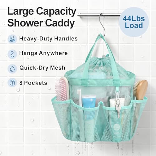Mesh Shower Caddy Portable with Drawstring - 2-Handle Shower Bag for Dorm - Image 4