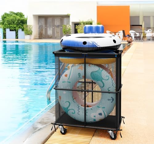 smusei Ball Storage Bin Rolling Sports Ball Storage Cart Garage Sports Equipment Organizer Rack with Wheels Outdoor Basket Ball Cage for Garage, School, Gym, Yoga Room - Image 5
