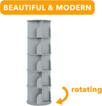 SpaceAid 5 Tier Rotating Bookshelf Tower, Spinning Bookcase Lazy Susan, Revolving 360 Book Shelf Storage Round Carousel, Vertical Rotate Turning Spiral Corner Organizer, Gray - Image 7