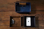 Leather Bedside Storage Tray - Jewelry Organizer for Girl's Key, Wallet, Coin Box - Travel PU Valet Tray (Dark Blue) - Image 4