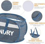 Collapsible Laundry Baskets, Foldable Laundry Basket with Dual Handles, Tear-proof Dirty Clothes Hampers for Laundry, Easy to Carry Pop Up Hamper for Bedroom, Bathroom, Dorm, Laundry Room Blue - Image 4